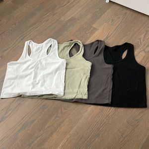 4 Pieces Basic Crop Tank Tops Sleeveless Racerback Crops. Size Med